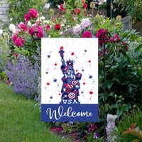 Patriotic Statue of Liberty Welcome Double-Sided Garden Flag - 4th of July Garden Flag