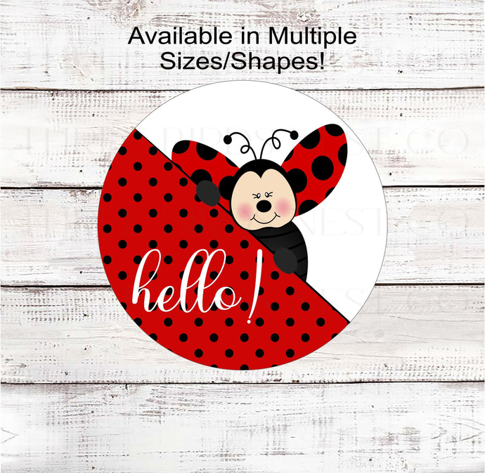 Hello Ladybug Everyday Wreath Sign