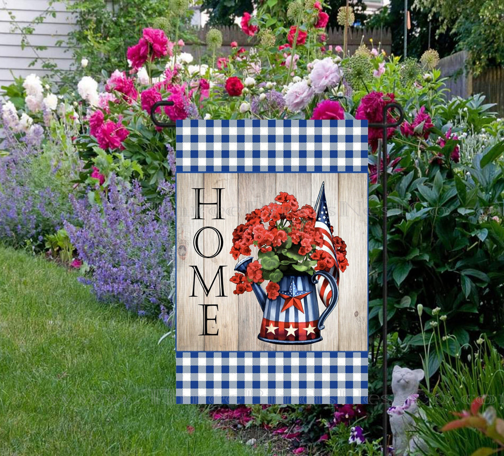 Patriotic Flowers Home Double-Sided Garden Flag - 4th of July Garden Flag