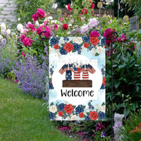 Patriotic Mason Jars Flowers Welcome Double-Sided Garden Flag - 4th of July Garden Flag