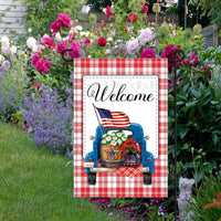 Patriotic Old Truck Welcome Double-Sided Garden Flag - 4th of July Garden Flag