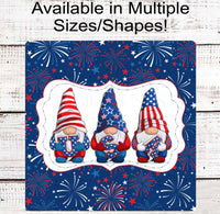 
              Patriotic Wreath Sign - Patriotic Gnomes - USA Decor - 4th of July Fireworks Sign
            