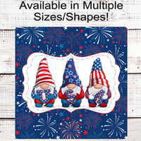 Patriotic Wreath Sign - Patriotic Gnomes - USA Decor - 4th of July Fireworks Sign