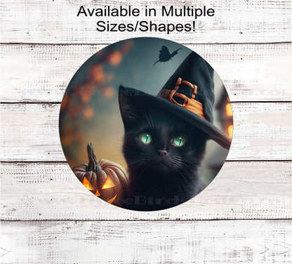 Black Cat Halloween Wreath Signs - Halloween Witch - Halloween Jack O Lantern
