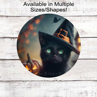 Black Cat Halloween Wreath Signs - Halloween Witch - Halloween Jack O Lantern
