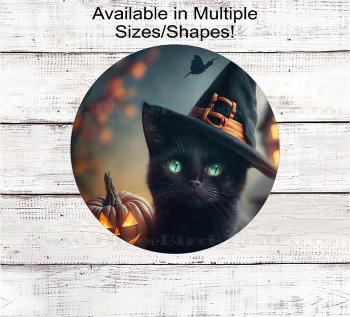 Black Cat Halloween Wreath Signs - Halloween Witch - Halloween Jack O Lantern