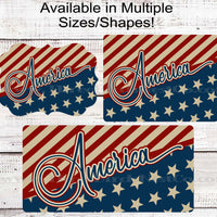 Vintage America Patriotic Welcome Sign - 4th of July Signs - Stars and Stripes