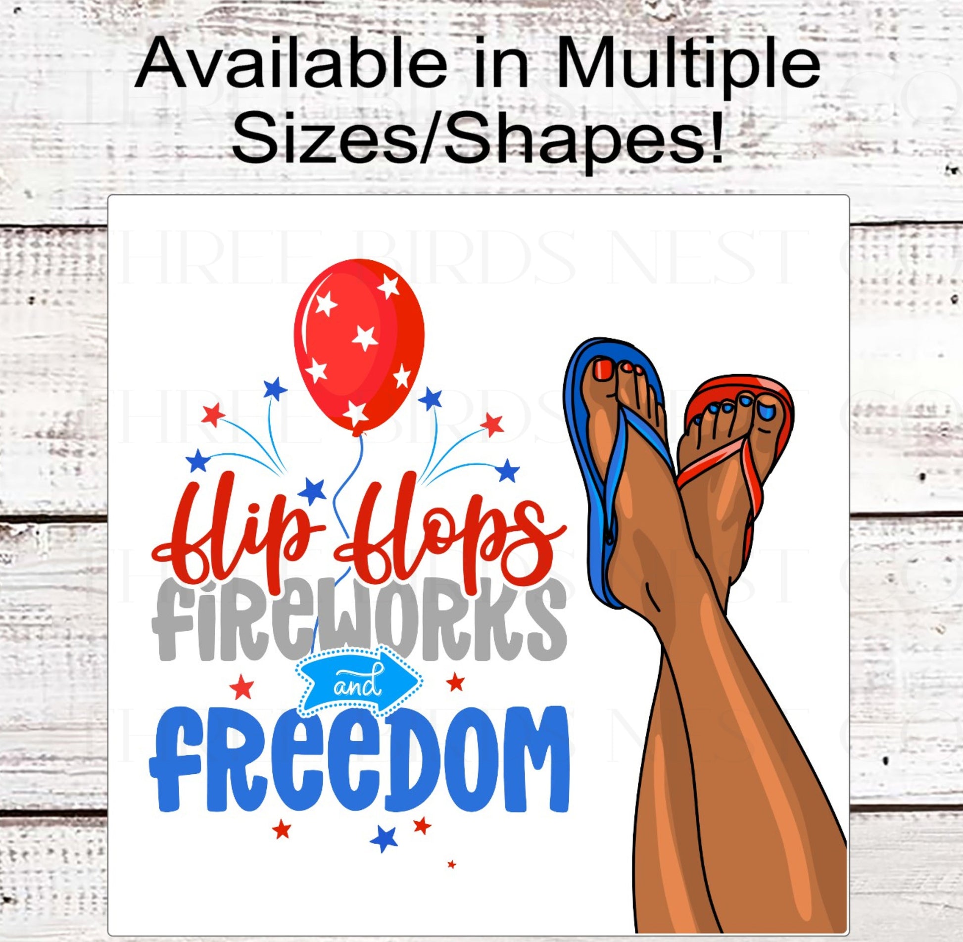 Flip Flops Fireworks and Freedom Patriotic Wreath Sign - 4th of July Sign - Summer Decor