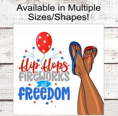 Flip Flops Fireworks and Freedom Patriotic Wreath Sign - 4th of July Sign - Summer Decor