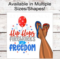 
              Flip Flops Fireworks and Freedom Patriotic Wreath Sign - 4th of July Sign - Summer Decor
            
