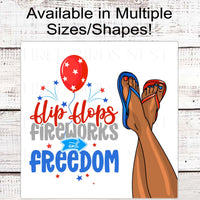 Flip Flops Fireworks and Freedom Patriotic Wreath Sign - 4th of July Sign - Summer Decor