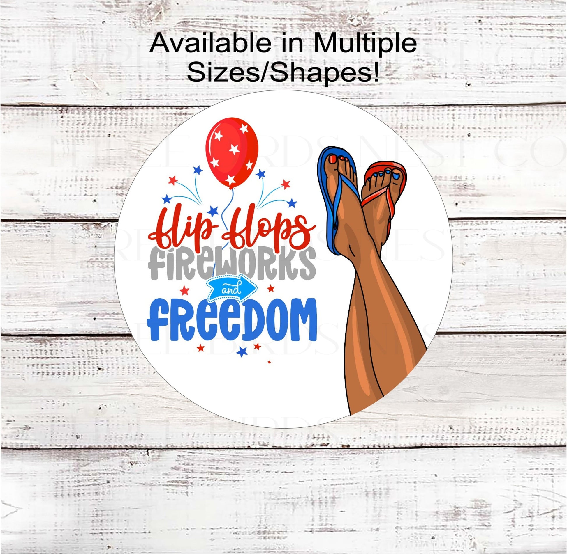 Flip Flops Fireworks and Freedom Patriotic Wreath Sign - 4th of July Sign - Summer Decor