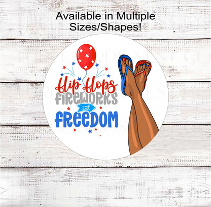 Flip Flops Fireworks and Freedom Patriotic Wreath Sign - 4th of July Sign - Summer Decor