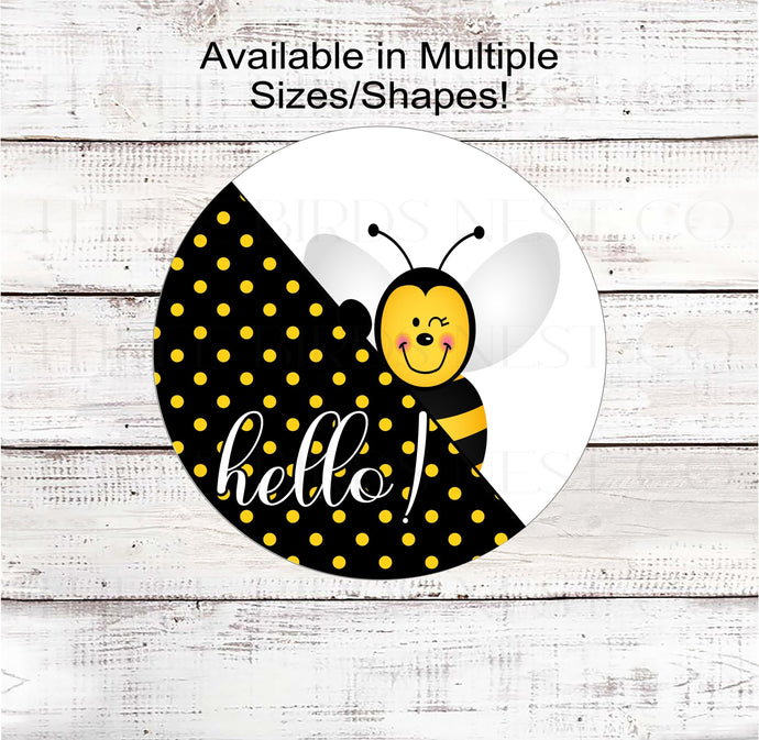 Hello Bumble Honey Bee Everyday Wreath Sign