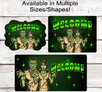 
              Halloween Welcome Sign - Zombie Love - Welcome to Our Home - Spooky Signs
            