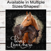Love Lives Here Horse Farmhouse Wreath Sign - Welcome to Our Home Sign