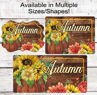 
              Sunflower Pumpkin and Mums Autumn Wreath Sign - Rustic Fall Farmhouse Sign
            