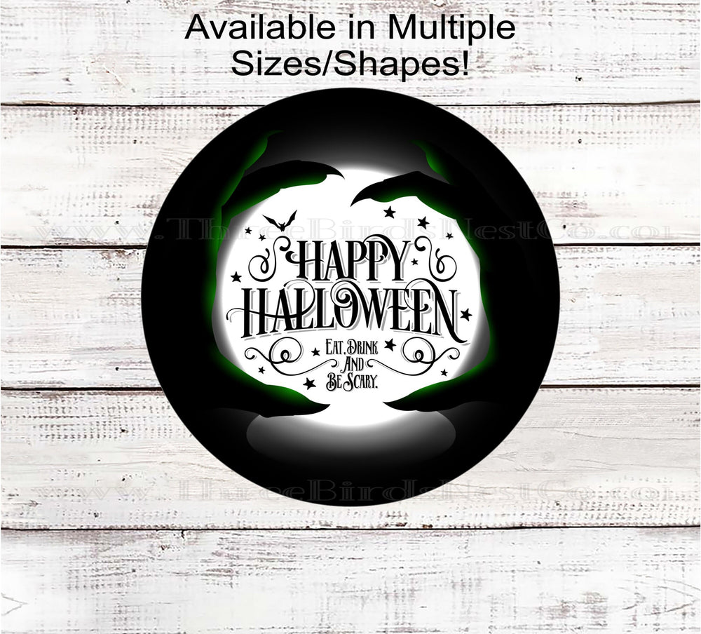 Happy Halloween Crystal Ball Sign - Witch Hands Sign - Spooky Sign