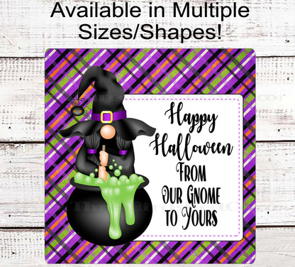 Happy Halloween Witch Gnome Wreath Sign - Welcome to Our Home - Witches Cauldron