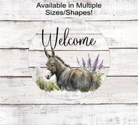 
              Donkey Farmhouse Animal Welcome Wreath Sign - Lilac Flowers - Three Birds Nest Co
            