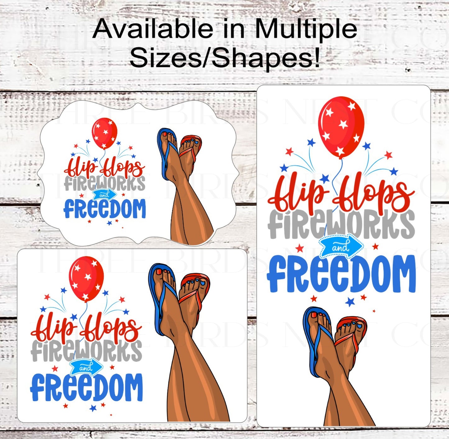 Flip Flops Fireworks and Freedom Patriotic Wreath Sign - 4th of July Sign - Summer Decor