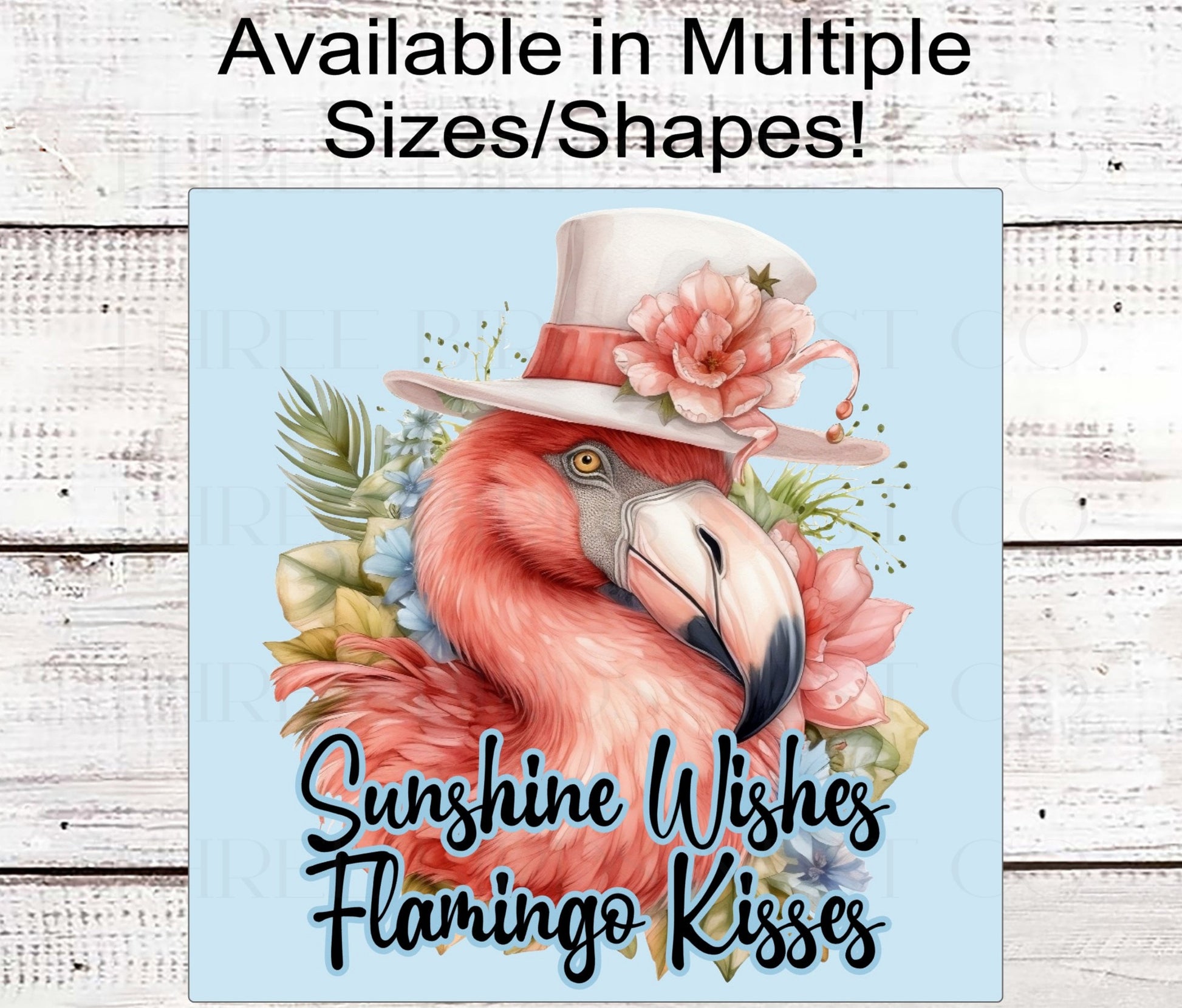 Sunshine Wishes Flamingo Kisses Beach Wreath Sign - Tropical Flowers - Beach Welcome