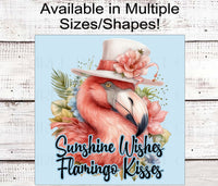 
              Sunshine Wishes Flamingo Kisses Beach Wreath Sign - Tropical Flowers - Beach Welcome
            