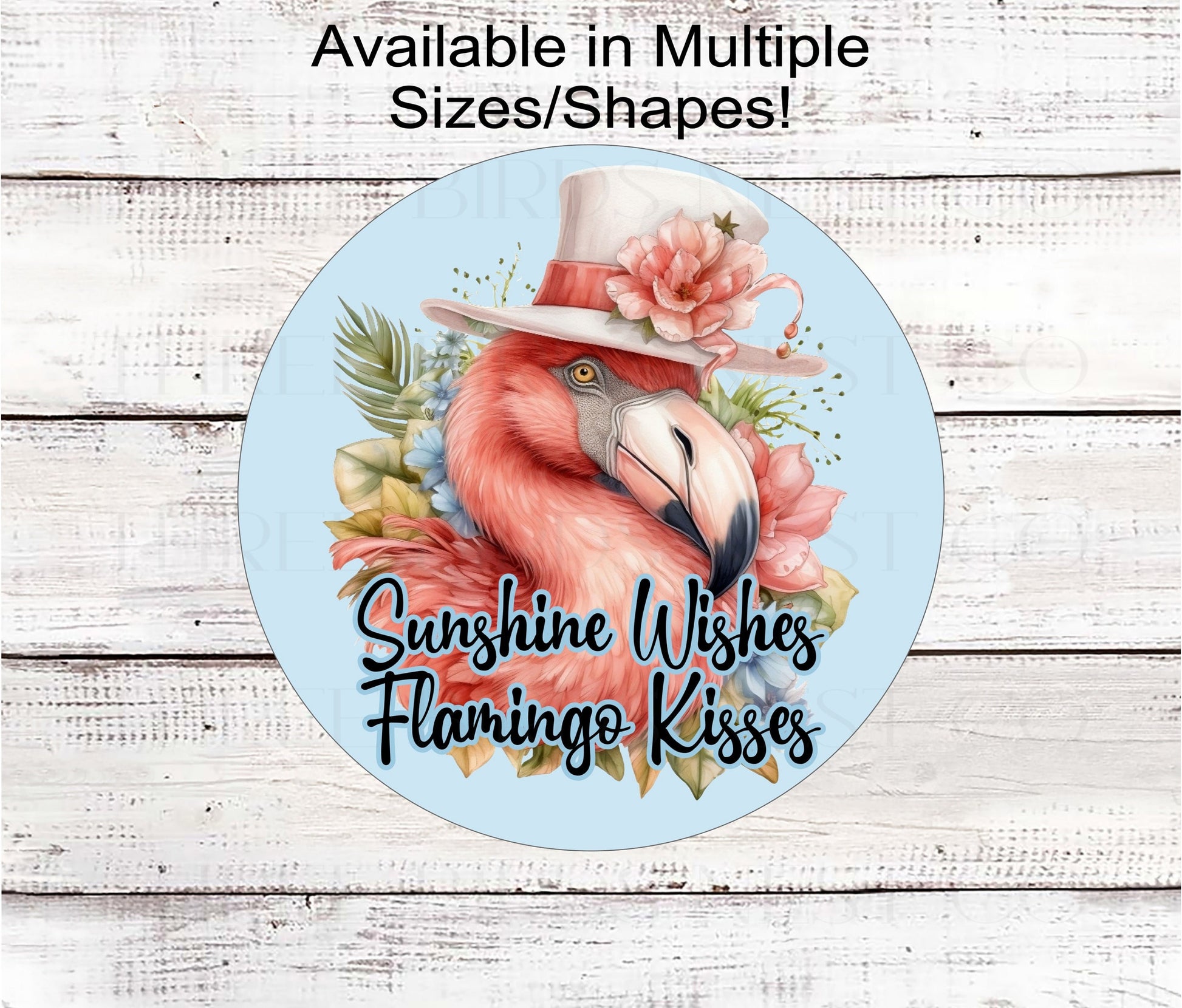 Sunshine Wishes Flamingo Kisses Beach Wreath Sign - Tropical Flowers - Beach Welcome