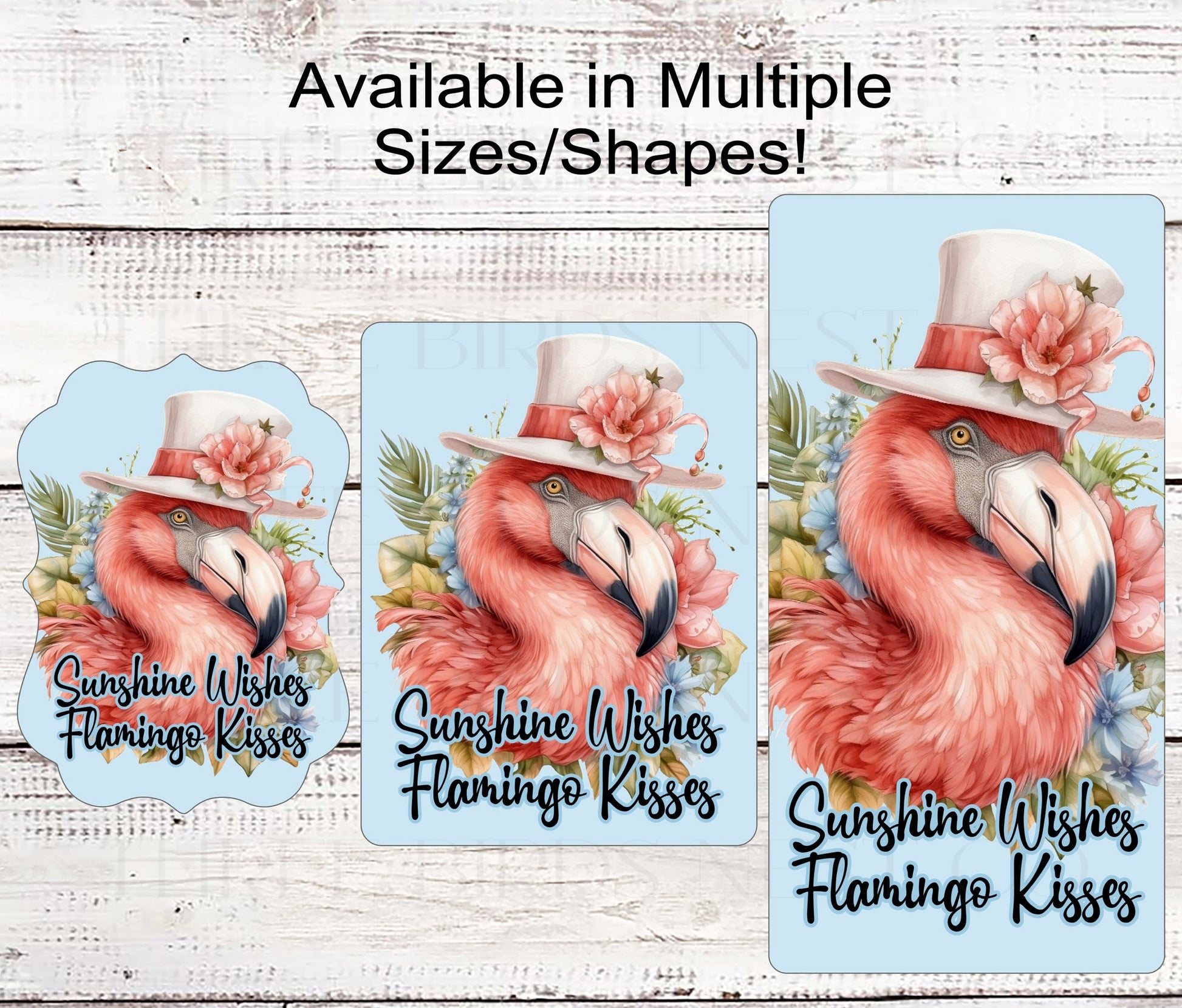 Sunshine Wishes Flamingo Kisses Beach Wreath Sign - Tropical Flowers - Beach Welcome