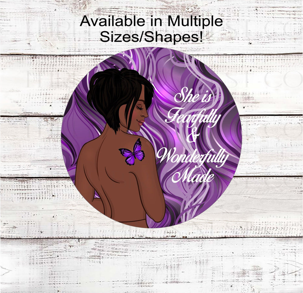 She is Fearfully and Wonderfully Made African American Lupus Awareness Wreath Sign