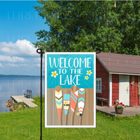 Welcome to the Lake Garden Flag - Lake House Decor - Boat Oars Decor - Double Sided Garden Flag