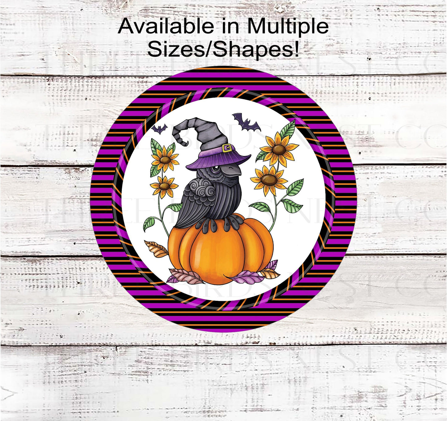 Fall Crown Wreath Sign - Halloween Witch Hat - Sunflowers Sign - Halloween Bats Sign