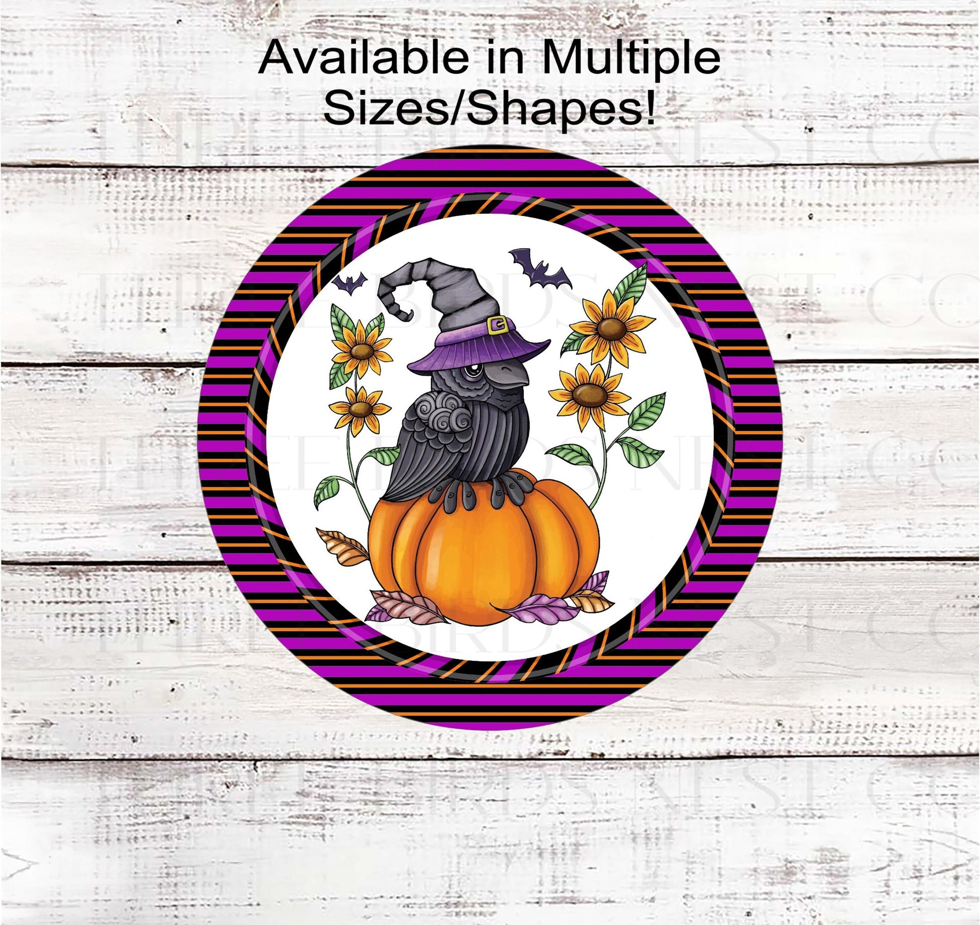 Fall Crown Wreath Sign - Halloween Witch Hat - Sunflowers Sign - Halloween Bats Sign