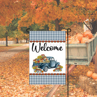 Fall Pumpkin Truck Welcome Double-Sided Garden Flag - Apples Decor - Sunflowers Decor