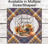 
              Harvest Blessings Fall Pumpkins Wreath Sign - Sunflowers Sign - Rustic Autumn Sign - Fall Mums
            