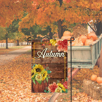 Pumpkins and Sunflowers Autumn Welcome Double-Sided Garden Flag - Fall Mums - Rustic Fall