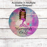African American Mermaid Wreath Sign - Black Mermaid - Custom Girls Sign