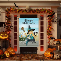 Happy Halloween Beach House Witch Double-Sided Garden Flag