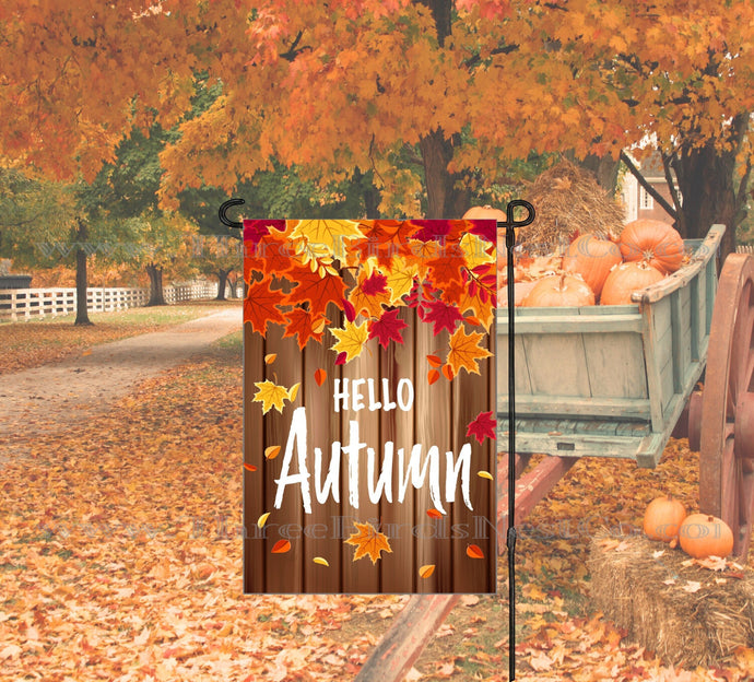 Hello Autumn Double-Sided Garden Flag - Fall Leaves Decor