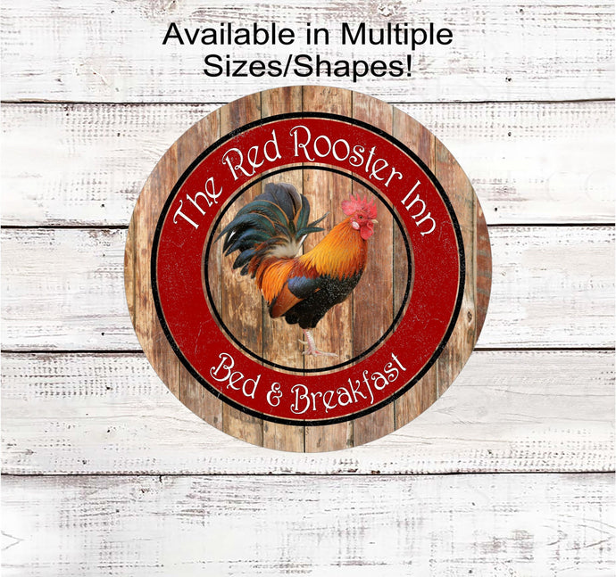 Red Rooster Inn Bed and Breakfast Sign - Rustic Farmhouse Wreath Sign - Farm Animals Decor