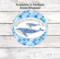 
              Whale Wreath Sign - Ocean Art - Beach Welcome Sign - Nautical Marine Animals
            