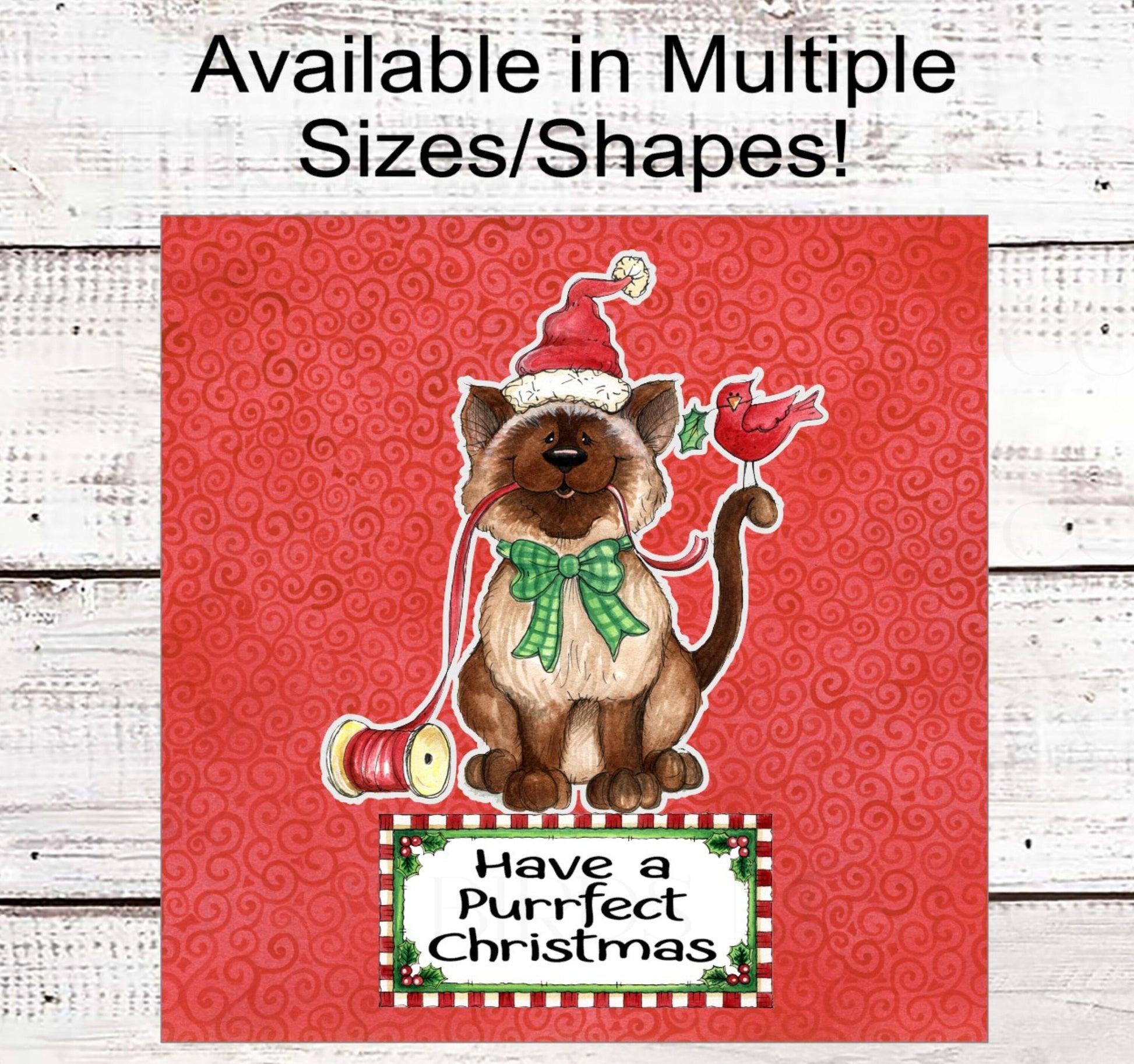 Merry Christmas Cat Wreath Sign - Purrfect Christmas - Christmas Pet Sign