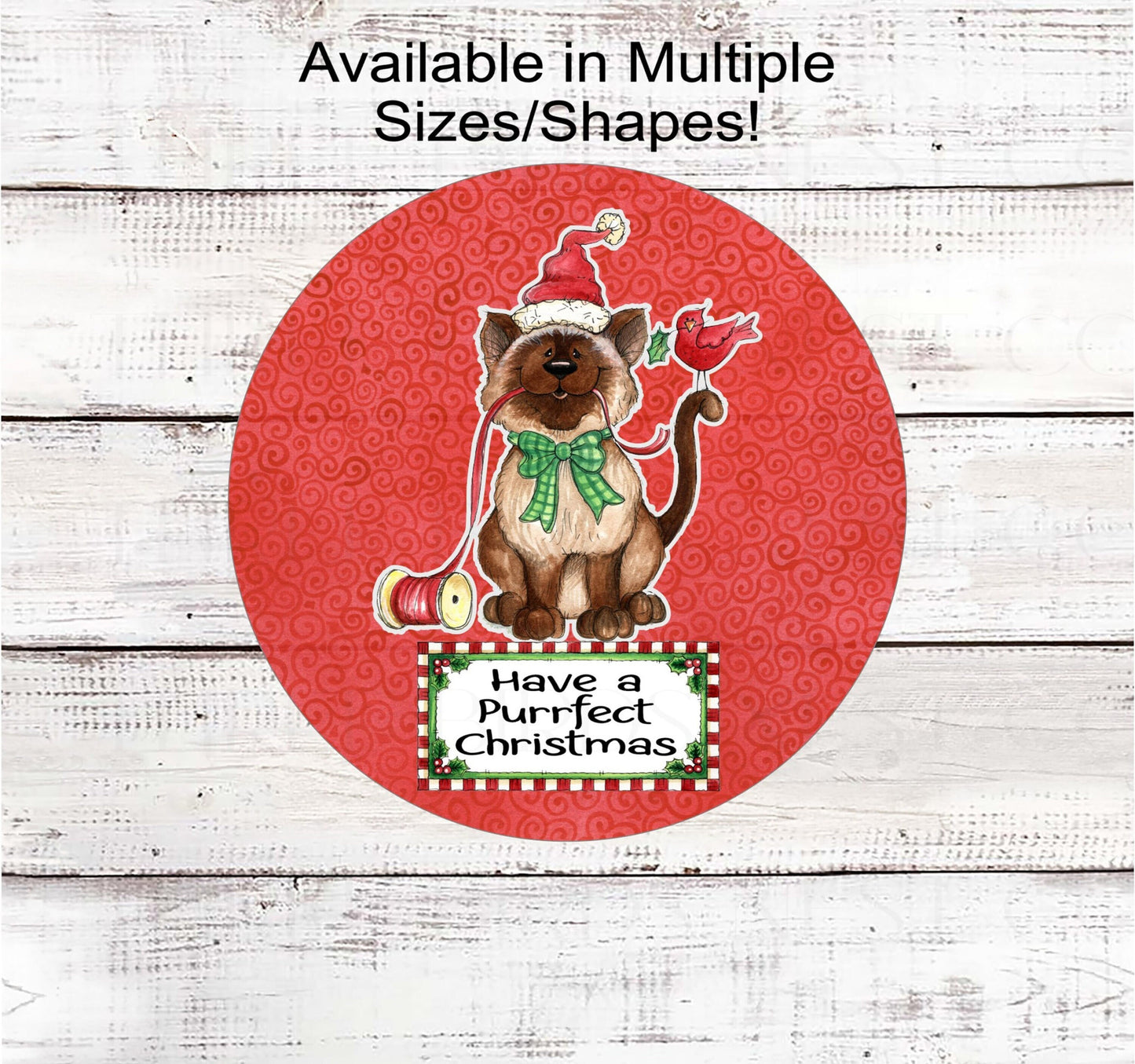 Merry Christmas Cat Wreath Sign - Purrfect Christmas - Christmas Pet Sign