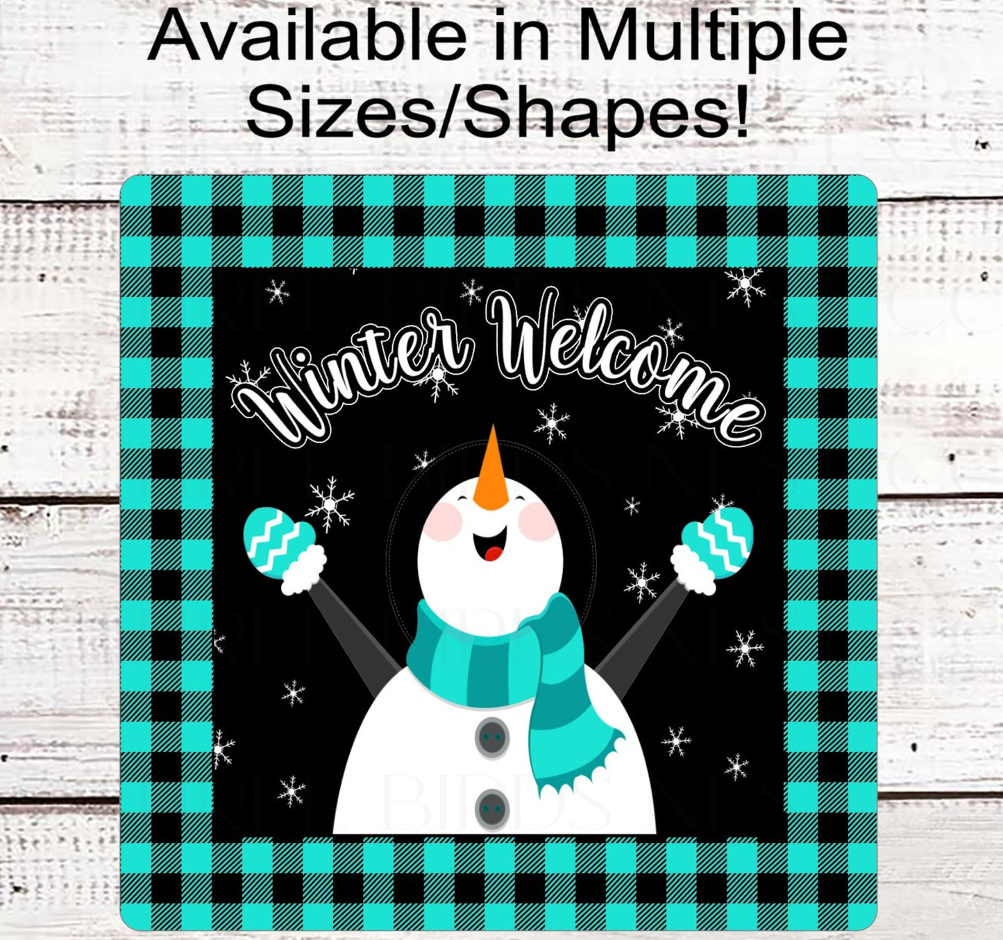 Winter Welcome Snowman Wreath Sign - Snowflakes Sign - Buffalo Plaid