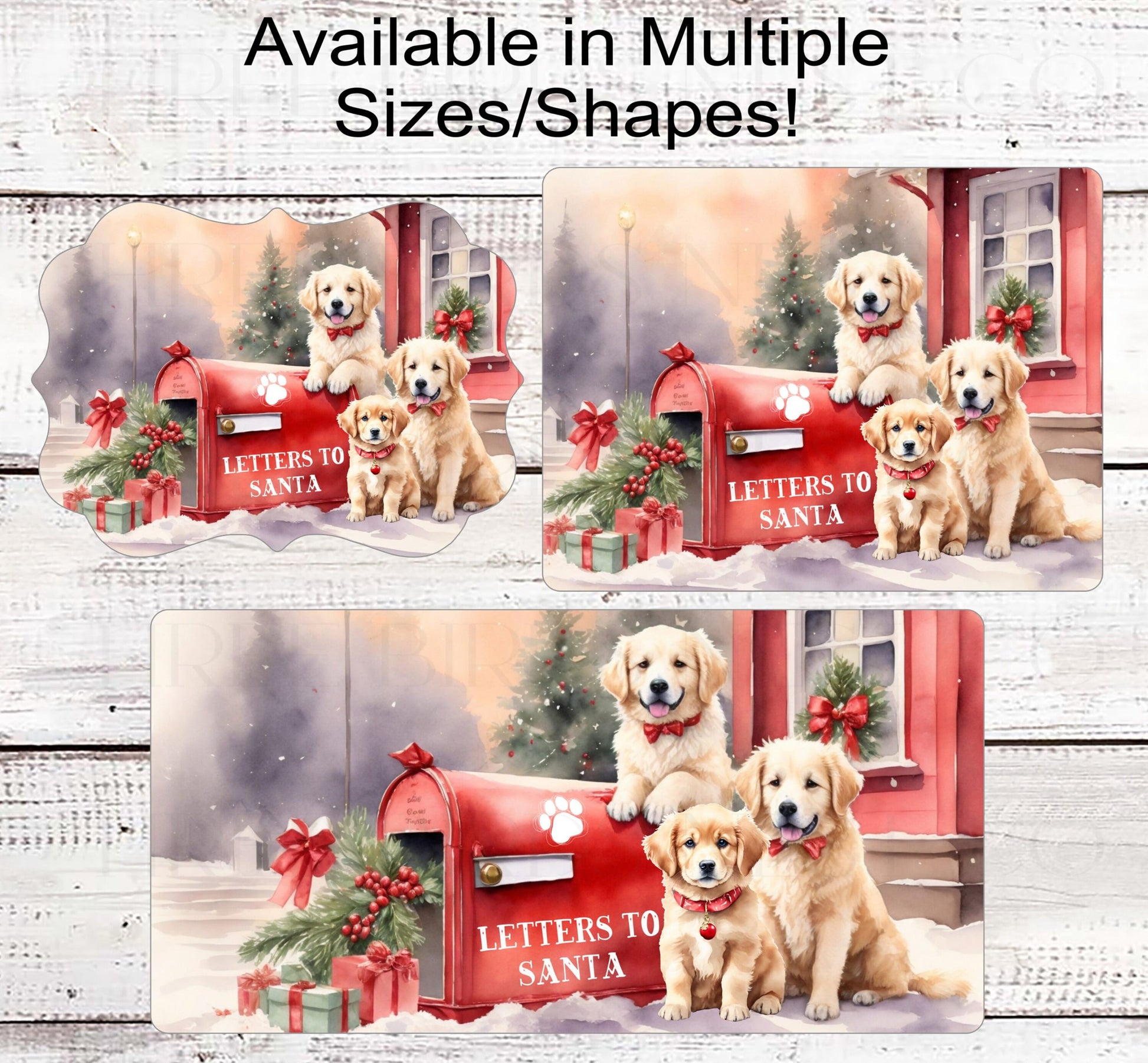 Letters to Santa Christmas Dog Wreath Sign - Golden Retriever Lover -Holly Sign