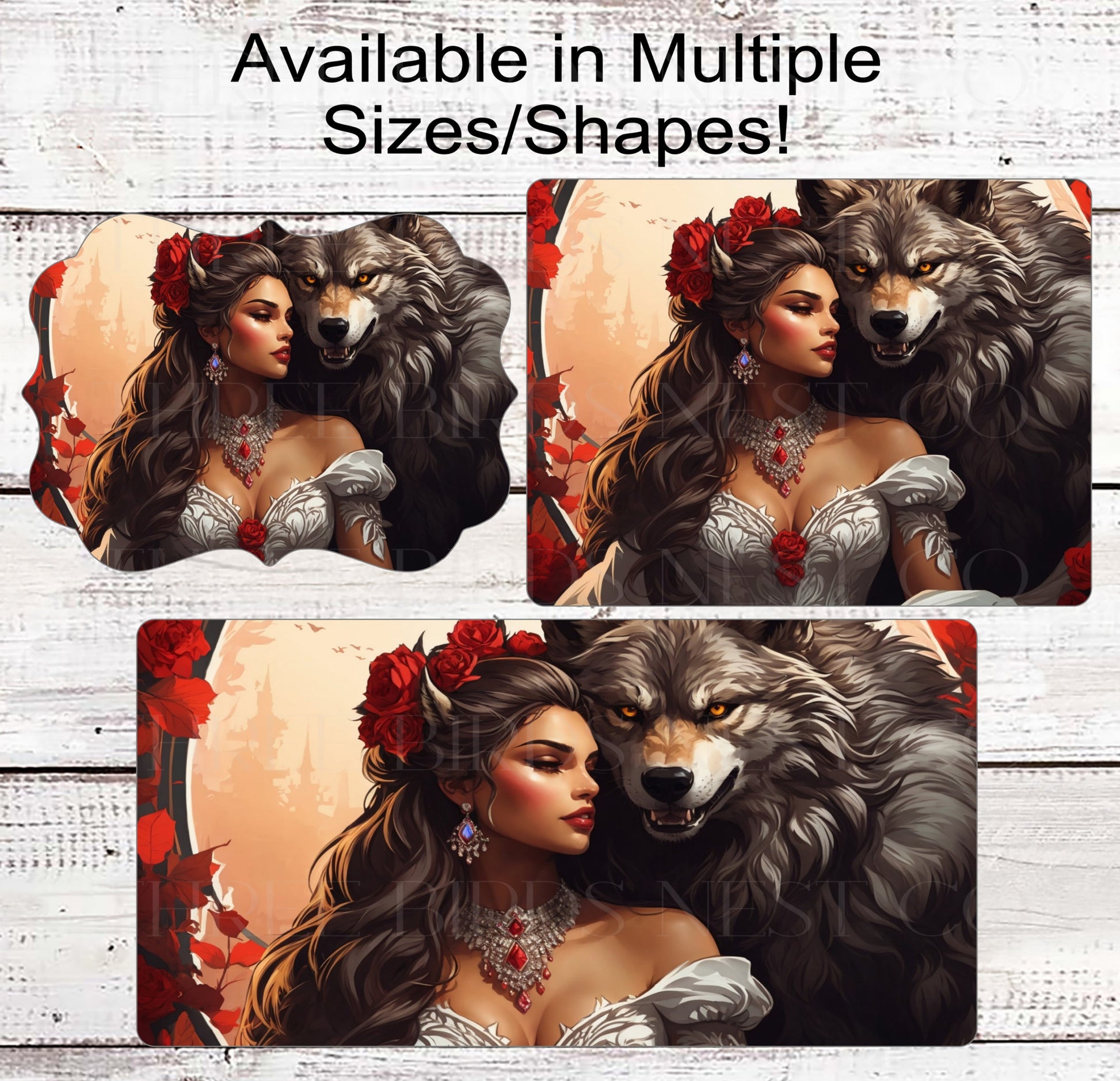 Halloween Werewolf and Princess Wreath Sign - Damsel Sign - Halloween Wolf