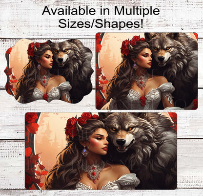 Halloween Werewolf and Princess Wreath Sign - Damsel Sign - Halloween Wolf