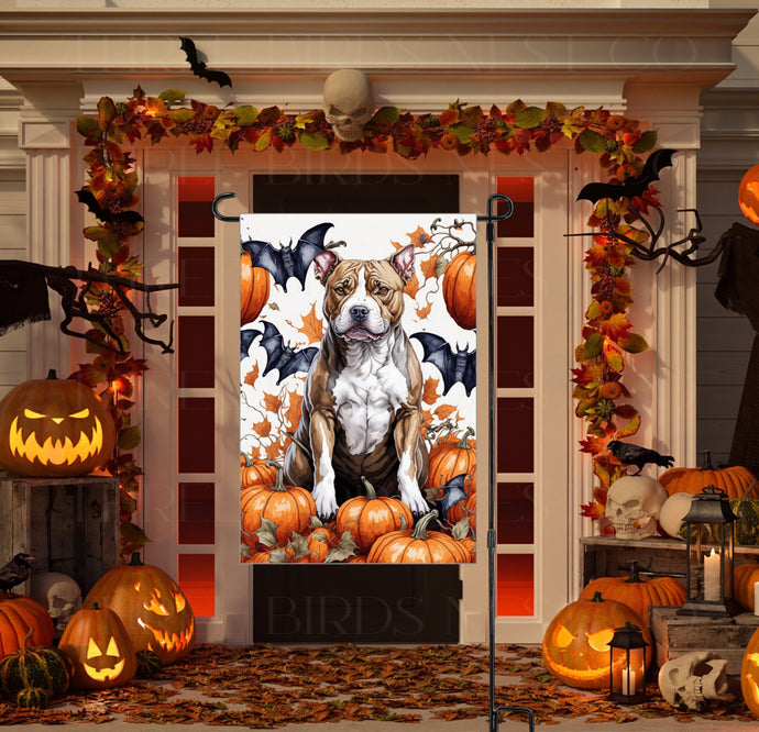 Staffordshire Terrier Halloween Double Sided Garden Flag - Pit Bull Lover