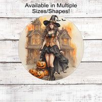 Halloween Witch Wreath Sign - Haunted House - Steampunk