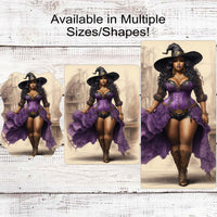 Sexy BBW African American Halloween Witch Wreath Sign - Haunted House